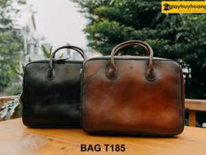 Túi xách tay bằng da bò thuộc da thảo mộc cao cấp T185 001