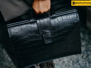 Túi xách da bò dập vân phong cách công sở T187 001
