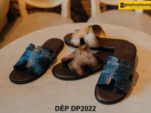 Dép da nam da bò dập vân cá sấu DP7022 0071
