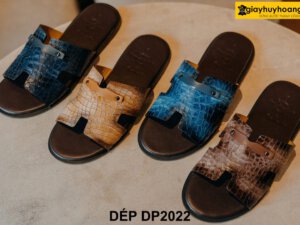 Dép da nam da bò dập vân cá sấu DP2022 001