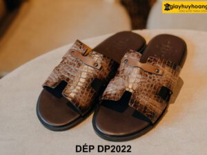 Dép da nam da bò dập vân cá sấu DP2022 006