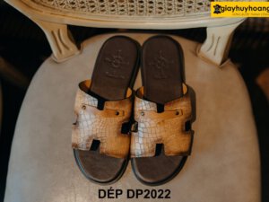 Dép da nam da bò dập vân cá sấu DP2022 005