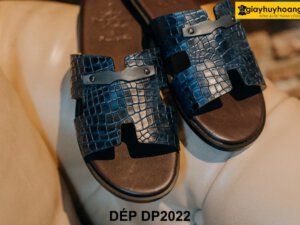 Dép da nam da bò dập vân cá sấu DP2022 004