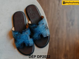 Dép da nam da bò dập vân cá sấu DP2022 003