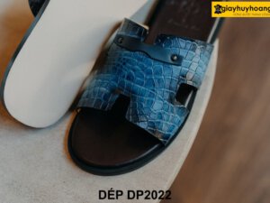 Dép da nam da bò dập vân cá sấu DP2022 002