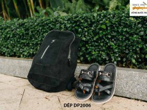 Dép da nam màu đen hàng hiệu DP2006 004