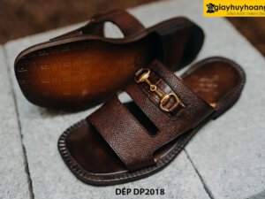 Dép da nam làm từ da bê con nhâp khẩu DP2018 005