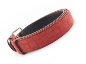 Dây nịt thắt lưng nam da lộn đỏ ô vuông mẫu 39 004