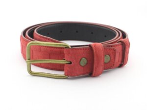 Dây nịt thắt lưng nam da lộn đỏ ô vuông mẫu 39 003