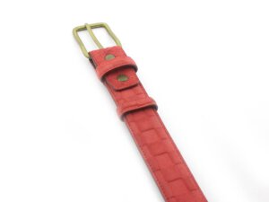 Dây nịt thắt lưng nam da lộn đỏ ô vuông mẫu 39 002