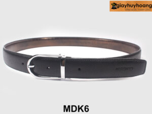 Dây nịt thắt lưng nam da vân sọc chéo khóa kim 3.3cm MDK6 001