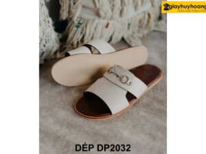 Dép da nam thời trang màu trắng DP2032 003