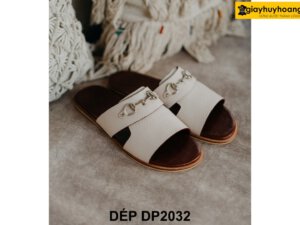 Dép da nam thời trang màu trắng DP2032 002