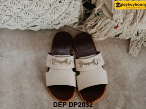 Dép da nam thời trang màu trắng DP2032 001