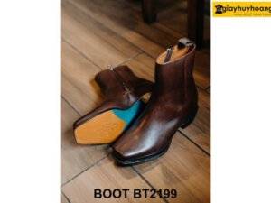 Giày da nam khóa kéo màu nâu Zip Boot BT2199 005