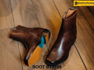 Giày da nam khóa kéo màu nâu Zip Boot BT2199 004