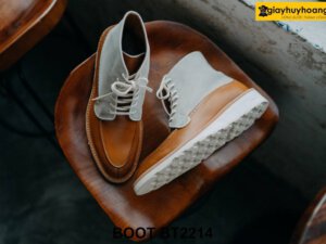 Giày da nam buộc dây đế bằng sneaker Boot BT2214 001
