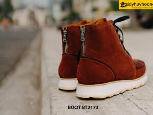 Giày boot buộc dây da lộn đế bằng sneaker BT2173 004