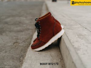 Giày boot buộc dây da lộn đế bằng sneaker BT2173 002