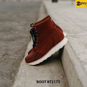 Giày boot buộc dây da lộn đế bằng sneaker BT2173 002