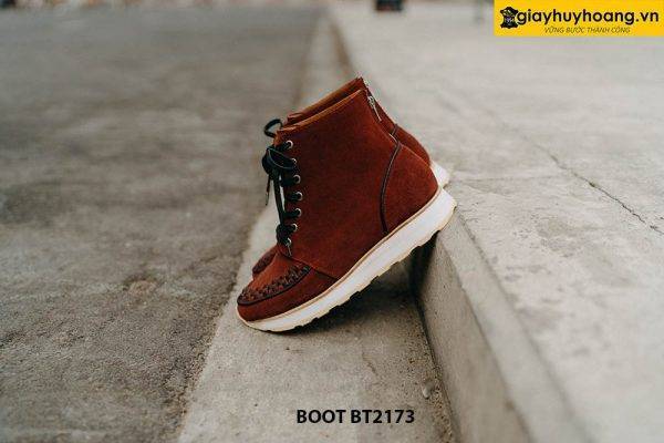 Giày boot buộc dây da lộn đế bằng sneaker BT2173 002
