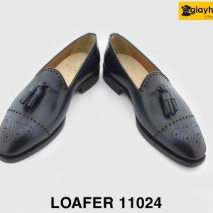 [Outlet size 37] Giày lười nam da màu xanh navy Loafer 11024 004