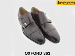 [Outlet size 40] Giày da nam phong cách 2 khóa Monkstrap 363 nâu 004