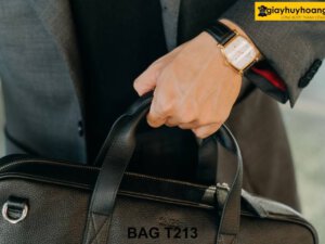 Túi xách da bò nam màu đen đi công tác nước ngoài T213 003