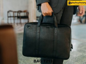 Túi xách da bò nam màu đen đi công tác nước ngoài T213 001