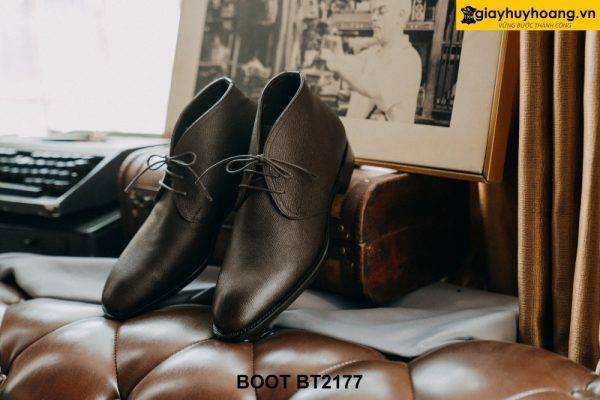 Giày da saffiano nam màu nâu cao cấp Chukka Boot BT2178 001