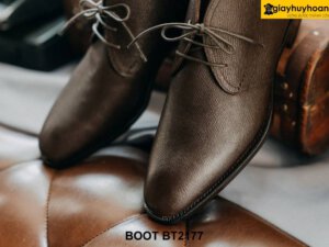 Giày da saffiano nam màu nâu cao cấp Chukka Boot BT2178 004