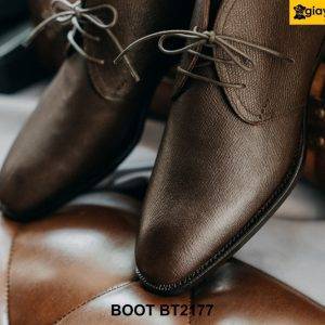 Giày da saffiano nam màu nâu cao cấp Chukka Boot BT2178 004