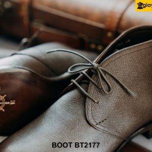 Giày da saffiano nam màu nâu cao cấp Chukka Boot BT2178 003
