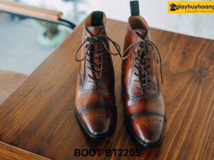 Giày da buộc dây nam cổ cao thủ công Boot BT2205 001