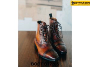 Giày da buộc dây nam cổ cao thủ công Boot BT2205 003