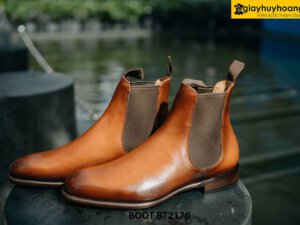 Giày da nam cổ cao màu bò cao cấp Chelsea Boot BT2160 001