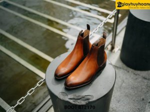 Giày da nam cổ cao màu bò cao cấp Chelsea Boot BT2160 002