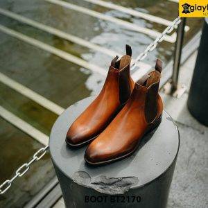 Giày da nam cổ cao màu bò cao cấp Chelsea Boot BT2160 002