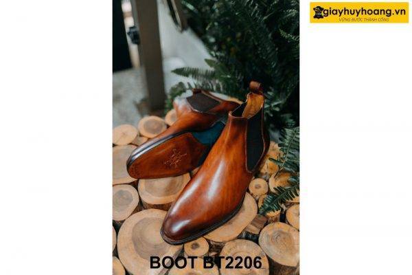 Giày da chính hãng cổ cao màu bò đẹp Chelsea Boot BT2206 003