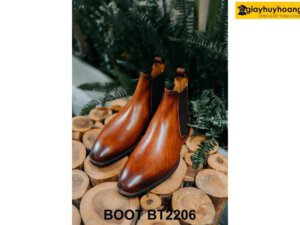 Giày da chính hãng cổ cao màu bò đẹp Chelsea Boot BT2206 002
