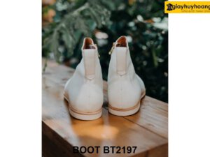 Giày da cổ cao khóa kéo màu trắng Zip Boot BT2197 005