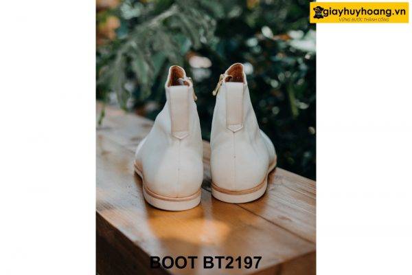 Giày da cổ cao khóa kéo màu trắng Zip Boot BT2197 005