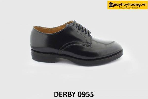 [Outlet size 43.45] Giày da nam màu đen bóng loáng Derby 0955 001