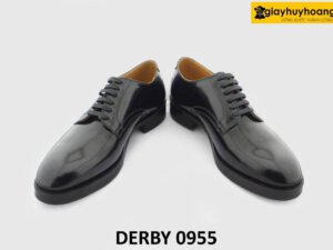 [Outlet size 43.45] Giày da nam màu đen bóng loáng Derby 0955 004
