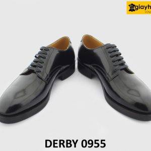 [Outlet size 43.45] Giày da nam màu đen bóng loáng Derby 0955 004