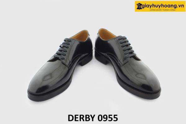 [Outlet size 43.45] Giày da nam màu đen bóng loáng Derby 0955 004