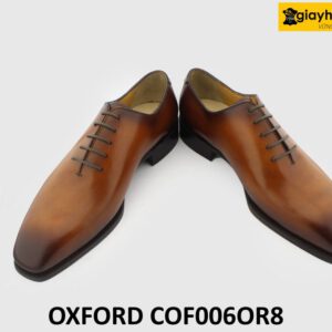 [Outlet size 42] Giày tây buộc dây nam 1 miếng da trơn Oxford OR8 004