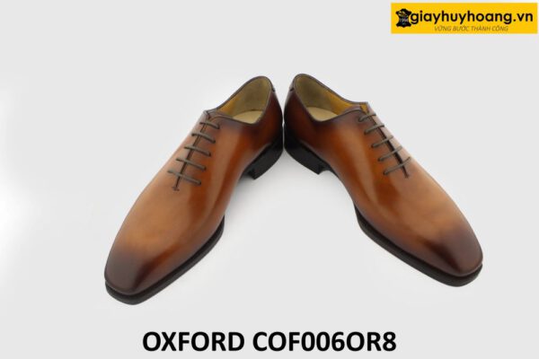 [Outlet size 42] Giày tây buộc dây nam 1 miếng da trơn Oxford OR8 004