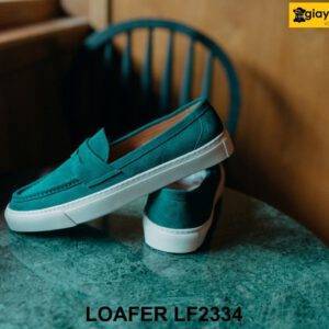 Giày lười nam da lộn màu xanh đế bằng Loafer LF2334 003