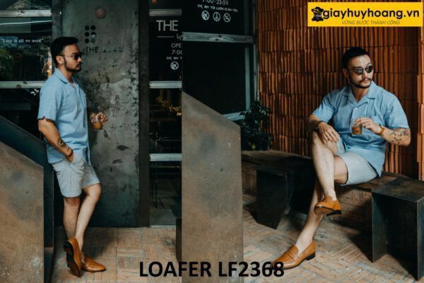 Giày lười nam màu bò đế da bò Penny Loafer LF2368 004